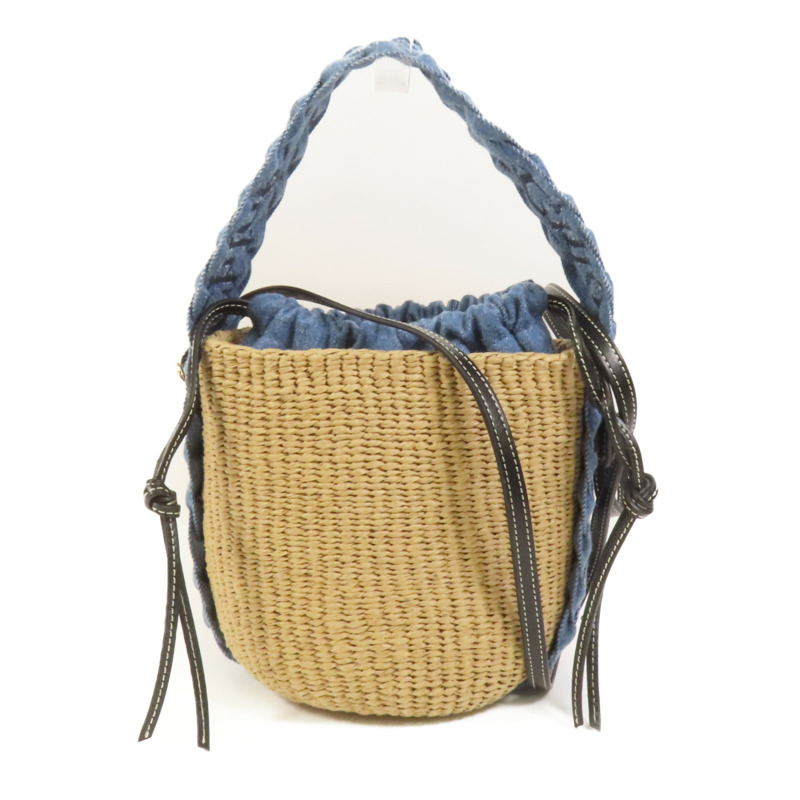 Chloe Raffia Denim Woody Small Basket Bag手挽肩背兩用袋-0
