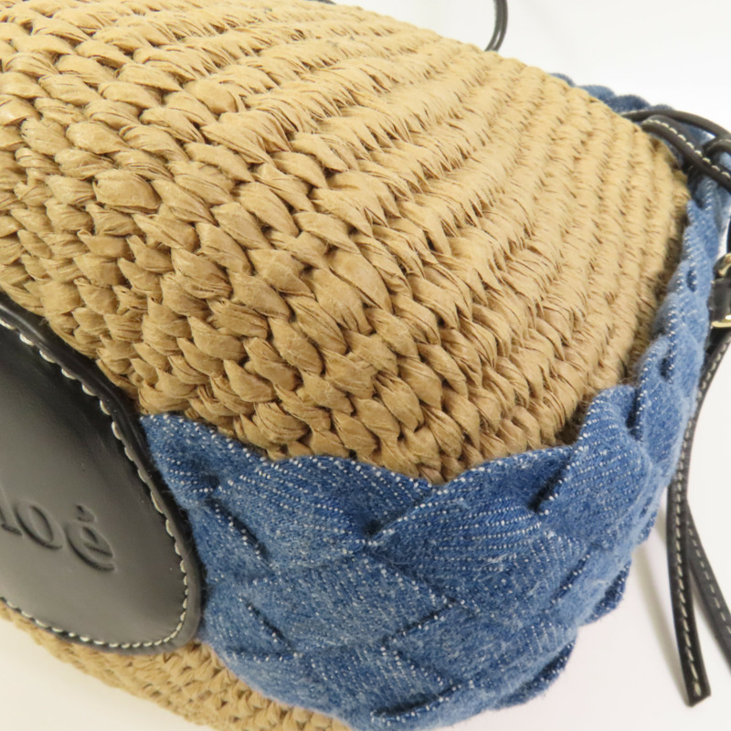 Chloe Raffia Denim Woody Small Basket Bag手挽肩背兩用袋-12