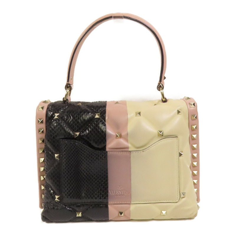 Valentino 牛皮皮革2 Way Shoulder金扣手挽肩背兩用袋-1