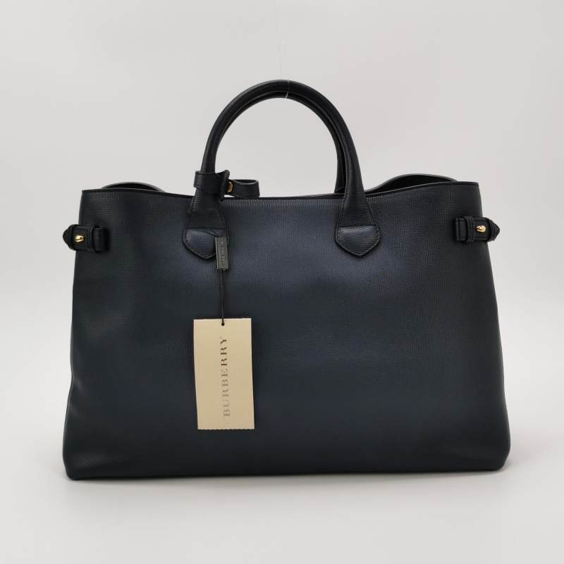 Burberry The Banner班納大號牛皮帆布格紋雙搭扣單肩包-4