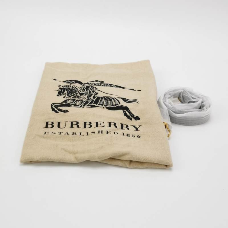 Burberry The Banner班納大號牛皮帆布格紋雙搭扣單肩包-8