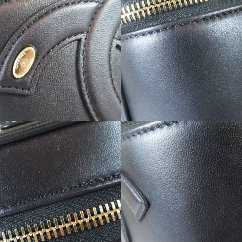 【巴黎站二手名牌專賣店】＊現貨＊CHANEL香奈兒真品＊黑色羊皮大雙C手提兩用直式化妝箱包-6