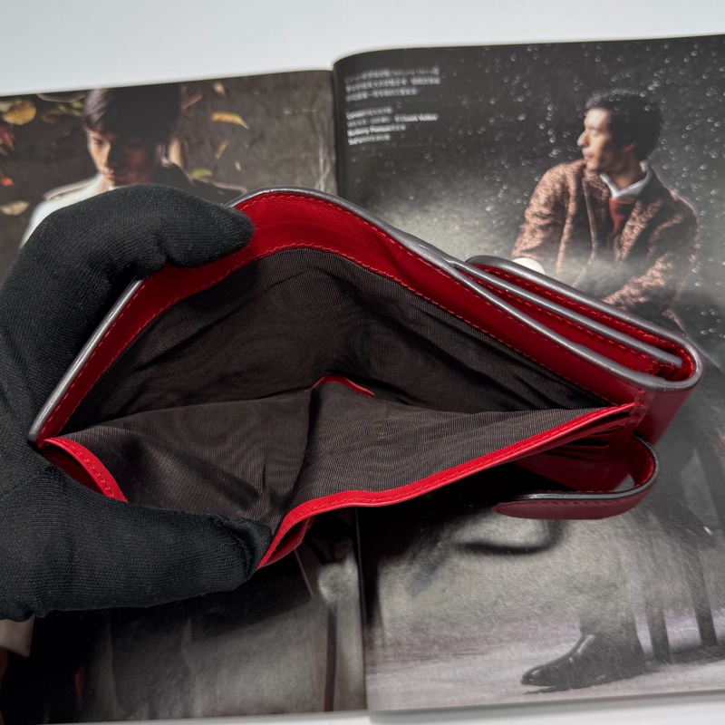 GUCCI GG Supreme Wallet 珍珠鉚釘紅色雙折中夾-7