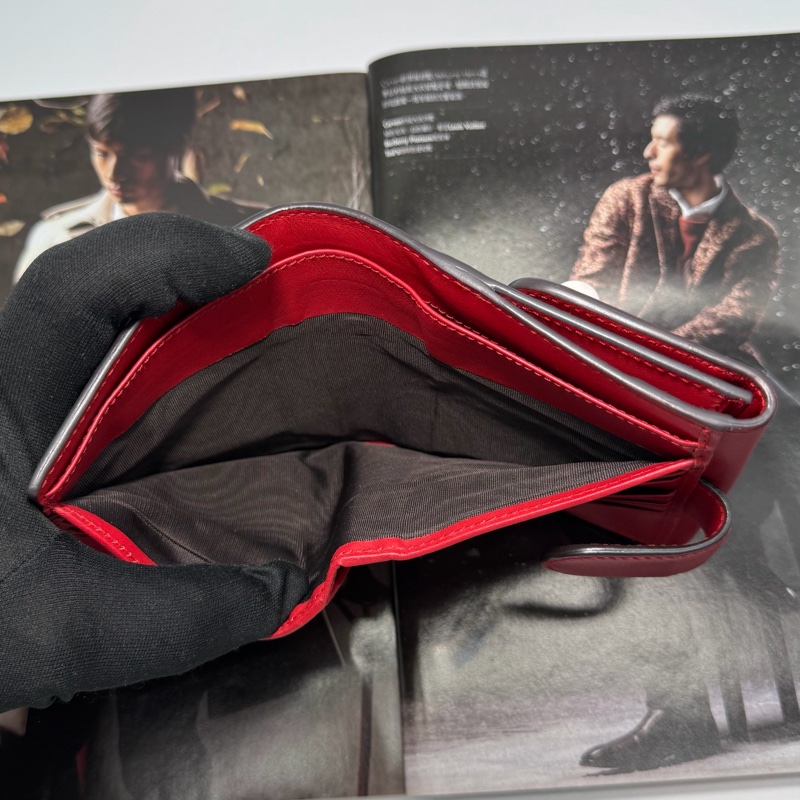 GUCCI GG Supreme Wallet 珍珠鉚釘紅色雙折中夾-8