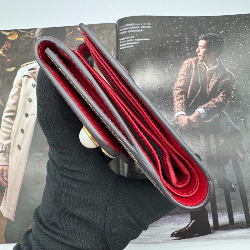 GUCCI GG Supreme Wallet 珍珠鉚釘紅色雙折中夾-20