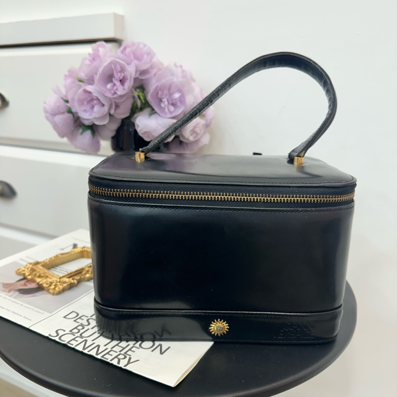 Versace Vintage 中古太陽神標誌黑色手提化妝包-0