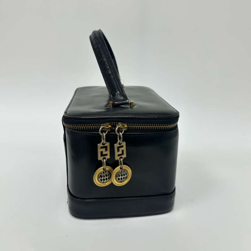 Versace Vintage 中古太陽神標誌黑色手提化妝包-6