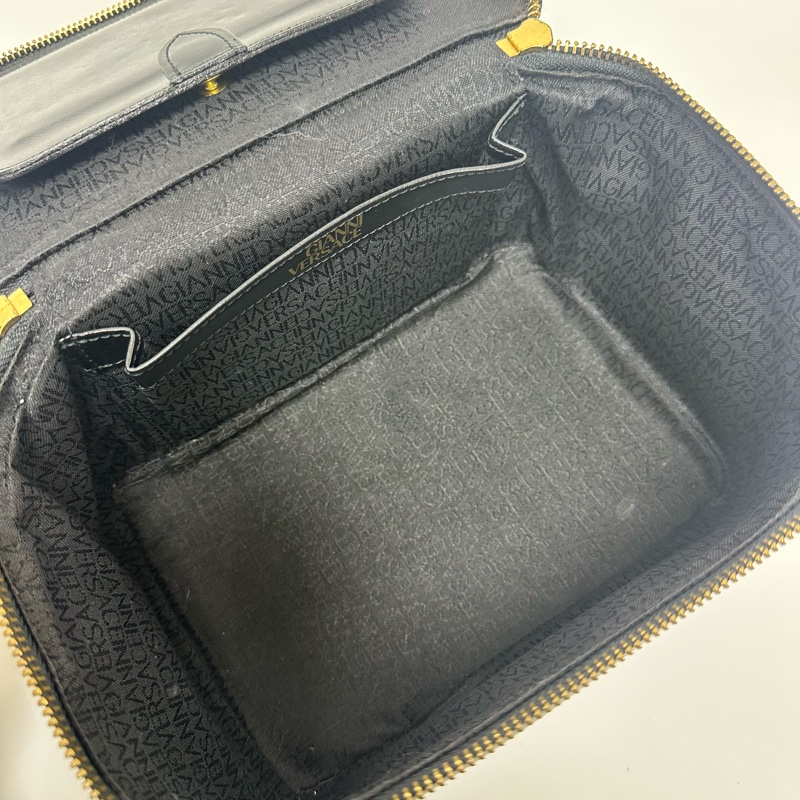 Versace Vintage 中古太陽神標誌黑色手提化妝包-15