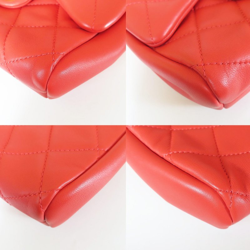 【巴黎站二手名牌專賣店】＊現貨＊CHANEL香奈兒真品＊Side-Packs 珊瑚橘色菱格紋釦式鏈帶雙包 雙胞胎鏈肩包-3