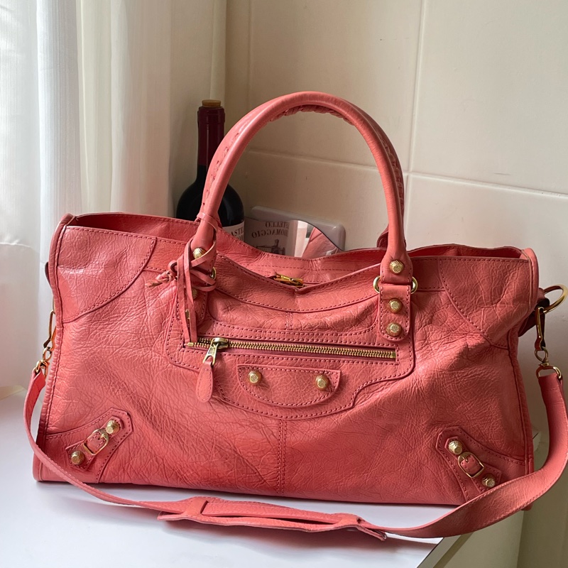 ▪️富貴選物FUGUEI▪️Balenciaga 機車包 city  龍蝦粉金釦-0