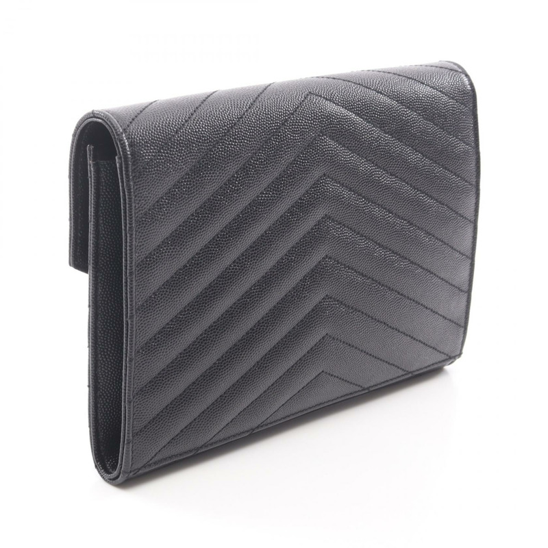 SAINT LAURENT PARIS Monogram 商務手拿包 617662BOW011000 皮革 BK 二手-1