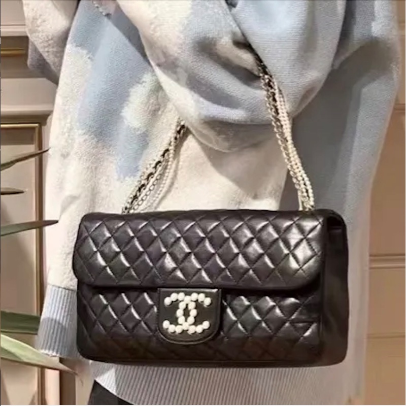 Chanel Westminster珍珠扣鏈條包26×15×6 98新配件塵袋-0
