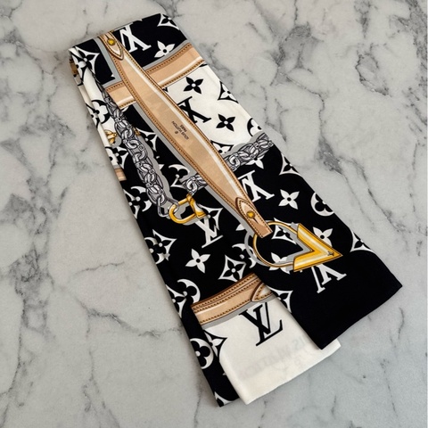 LV M78656黑白logo長絲巾