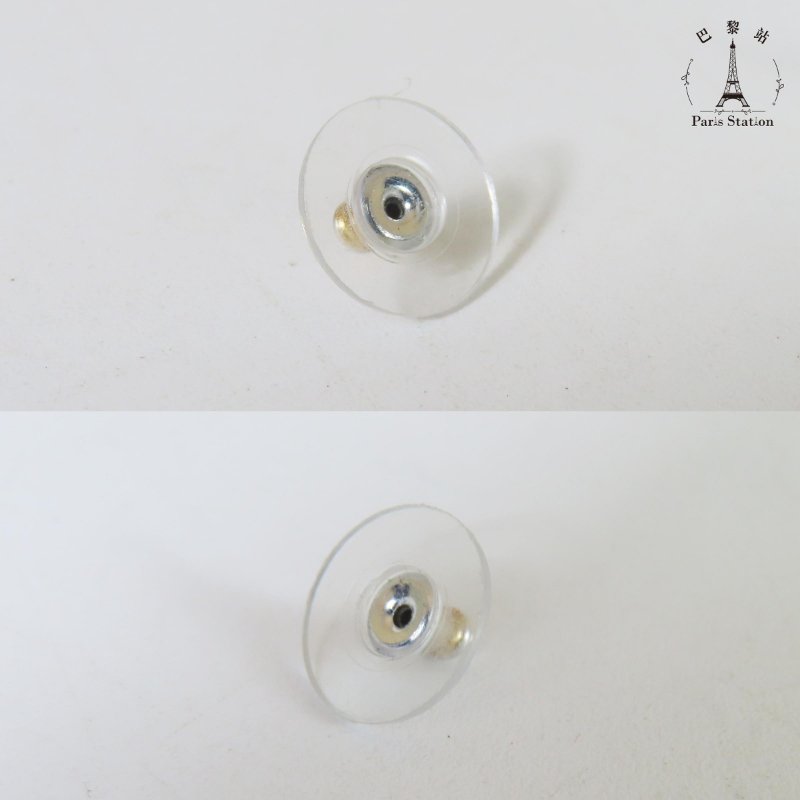 【巴黎站二手名牌專賣店】＊現貨＊CHANEL 香奈兒 真品＊銀色雙C幸運草盾牌鑲鑽針式耳環-5