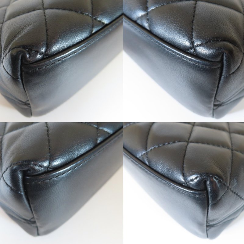 【巴黎站二手名牌專賣店】＊現貨＊CHANEL香奈兒真品＊ 黑色菱格紋皮革金獅頭吊飾肩背包 鏈包-5