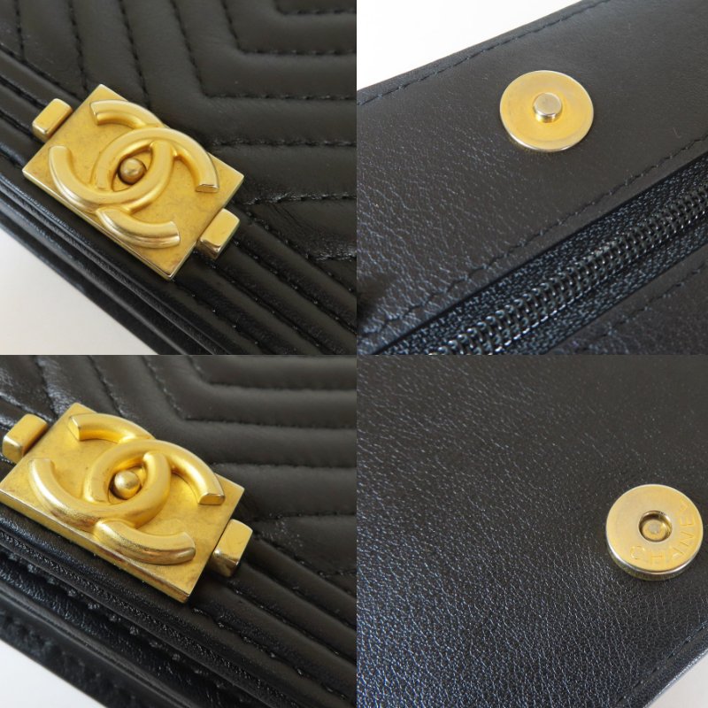 【巴黎站二手名牌專賣店】＊現貨＊CHANEL 香奈兒 真品＊經典BOY WOC黑色山型紋皮革金鍊肩背包 斜背包-5