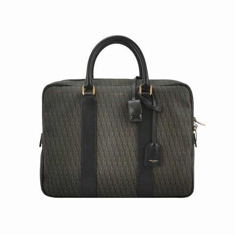 Saint Laurent牛皮老花滿印字母Logo手提包