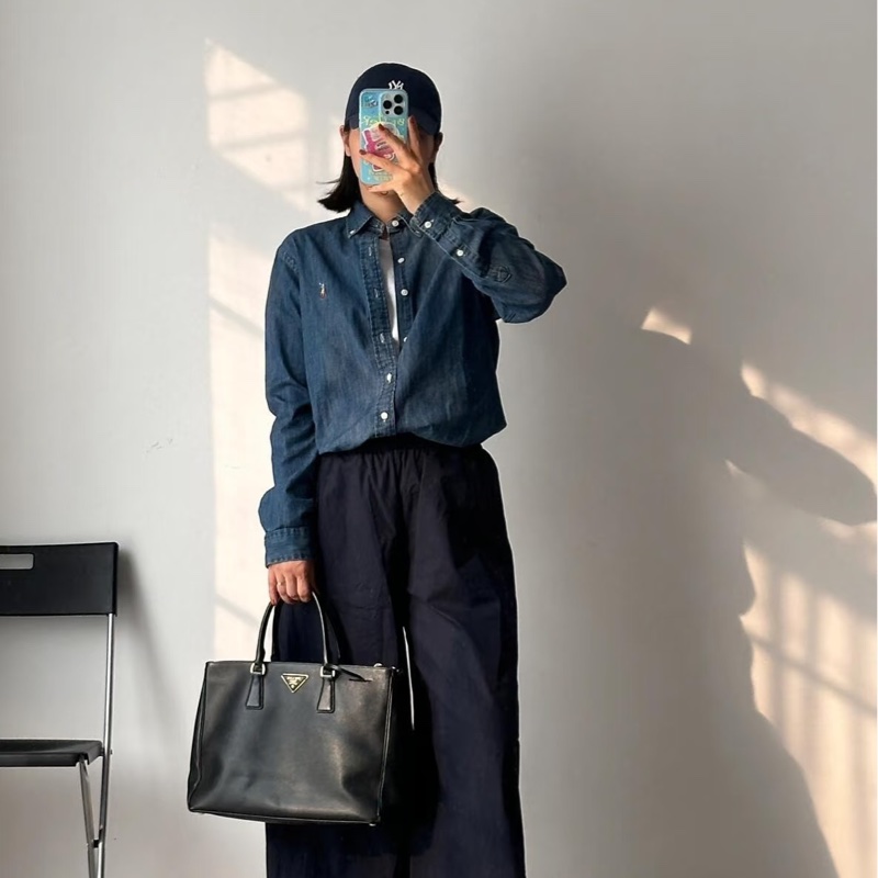 PRADA Galleria 藍色 防刮牛皮 殺手包 手提包 肩背包 公事包 文件包-4