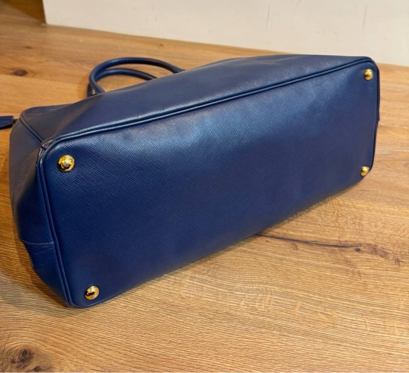 PRADA Galleria 藍色 防刮牛皮 殺手包 手提包 肩背包 公事包 文件包-12