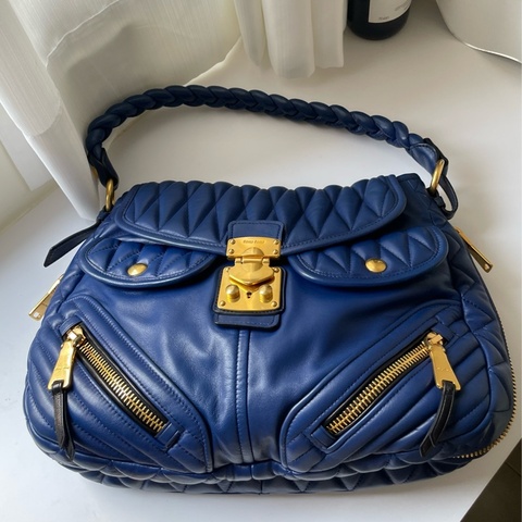 ▪️富貴選物FUGUEI▪️MIU MIU 千金秀款藍金拉鏈包