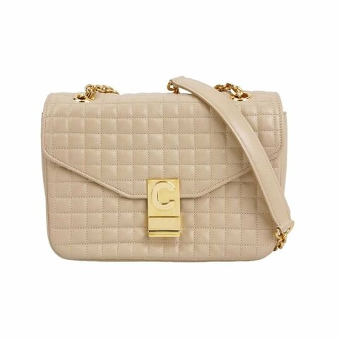 Celine C Bag中號牛皮純色絎縫C字扣單肩包