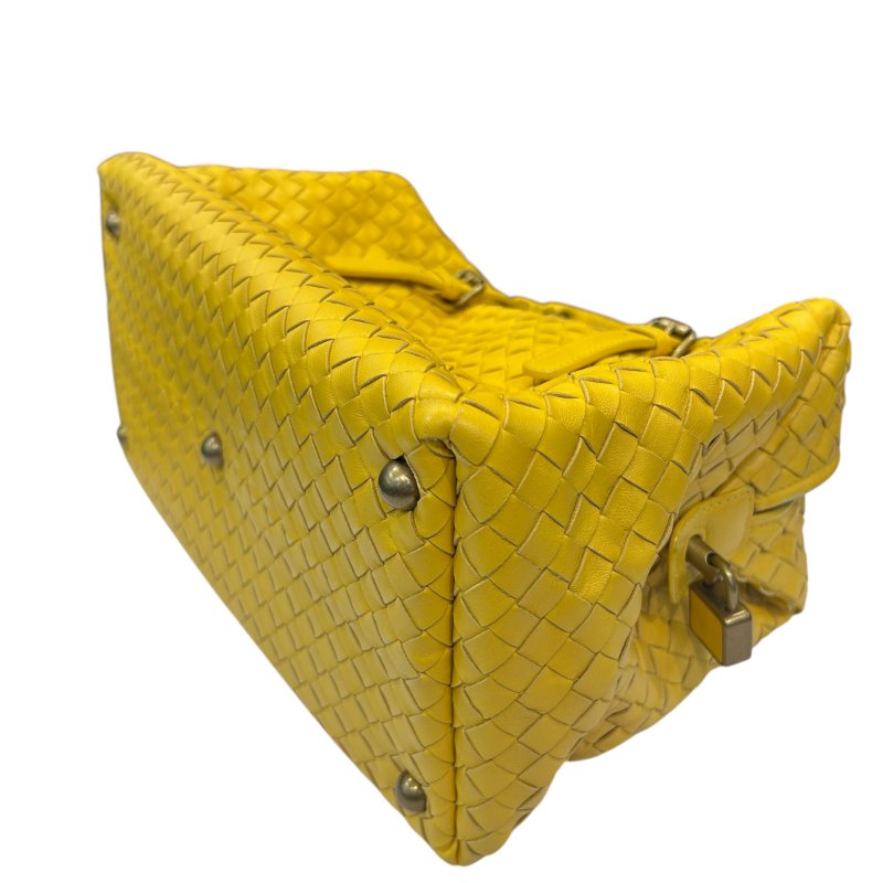 BV黃色小編織波士頓手提包-4