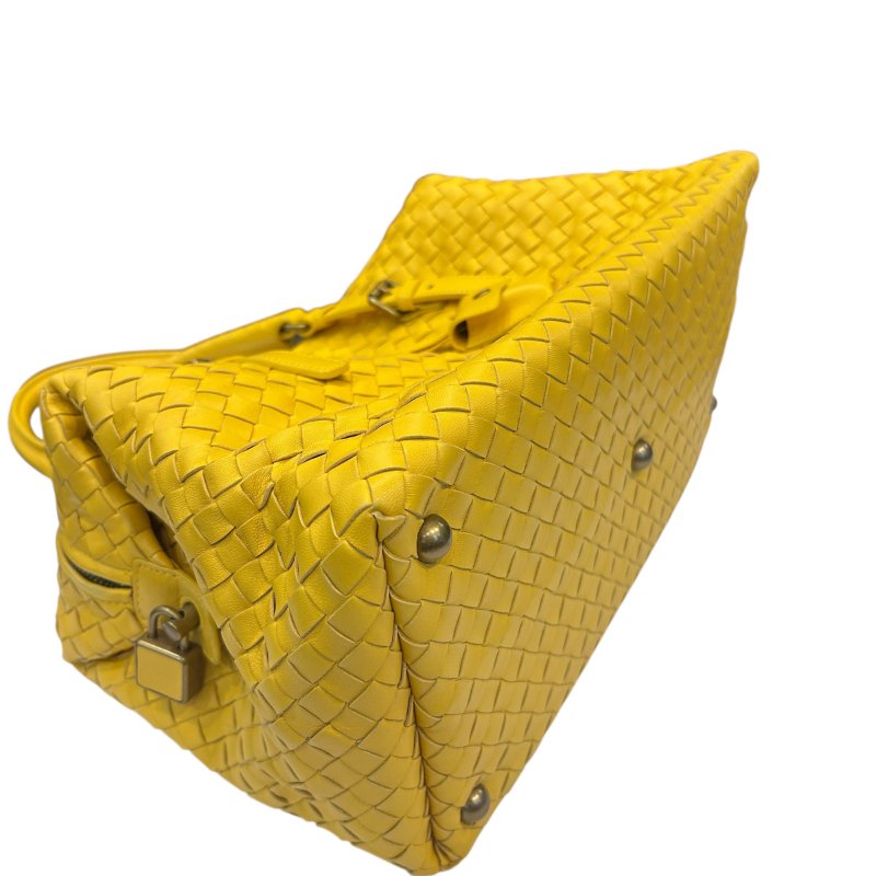 BV黃色小編織波士頓手提包-5