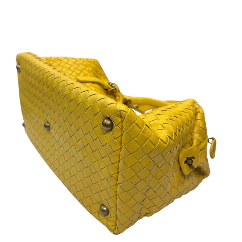 BV黃色小編織波士頓手提包-6