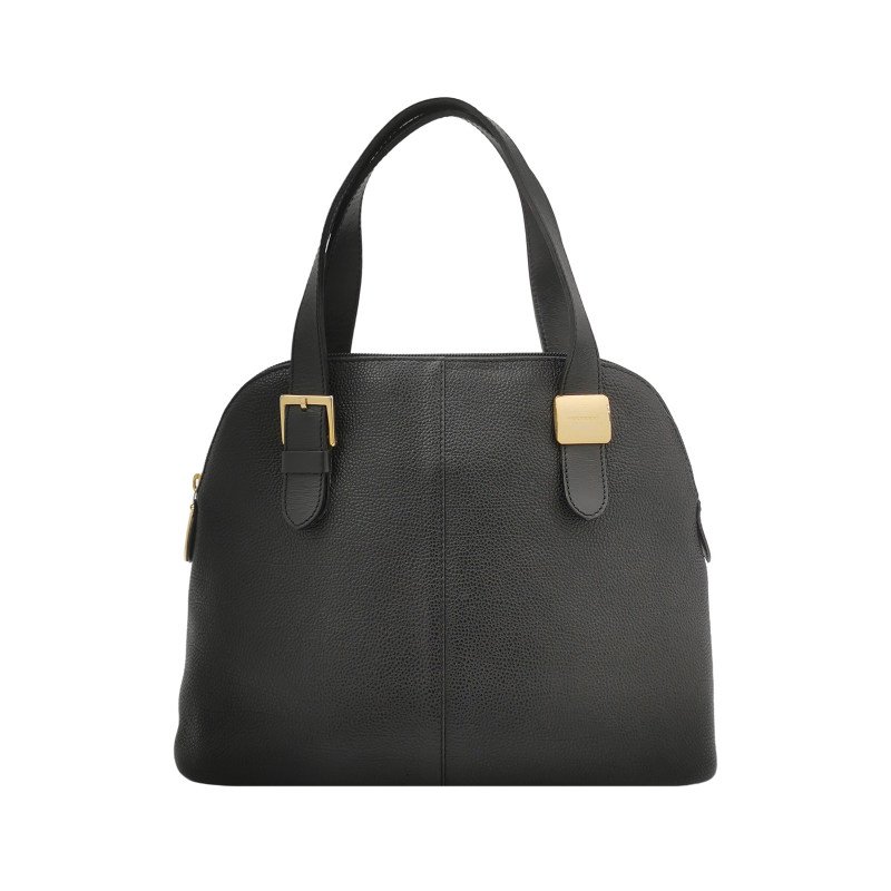 Burberry牛皮純色字母Logo拉鏈手提包-0