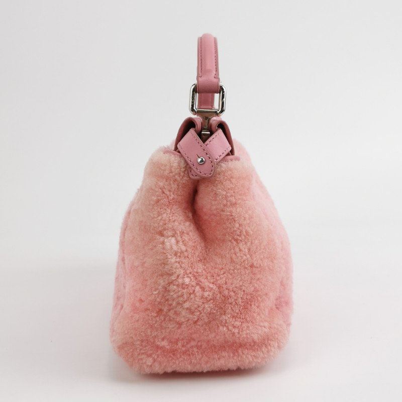 Fendi Peekaboo躲貓貓迷你羊皮拼色絨面扭鎖斜挎包單肩包-2