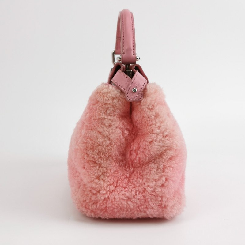 Fendi Peekaboo躲貓貓迷你羊皮拼色絨面扭鎖斜挎包單肩包-3