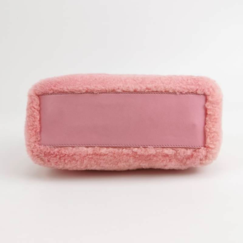 Fendi Peekaboo躲貓貓迷你羊皮拼色絨面扭鎖斜挎包單肩包-5