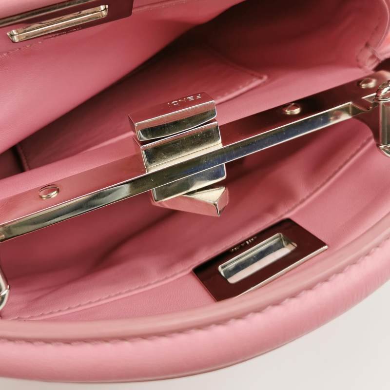 Fendi Peekaboo躲貓貓迷你羊皮拼色絨面扭鎖斜挎包單肩包-6