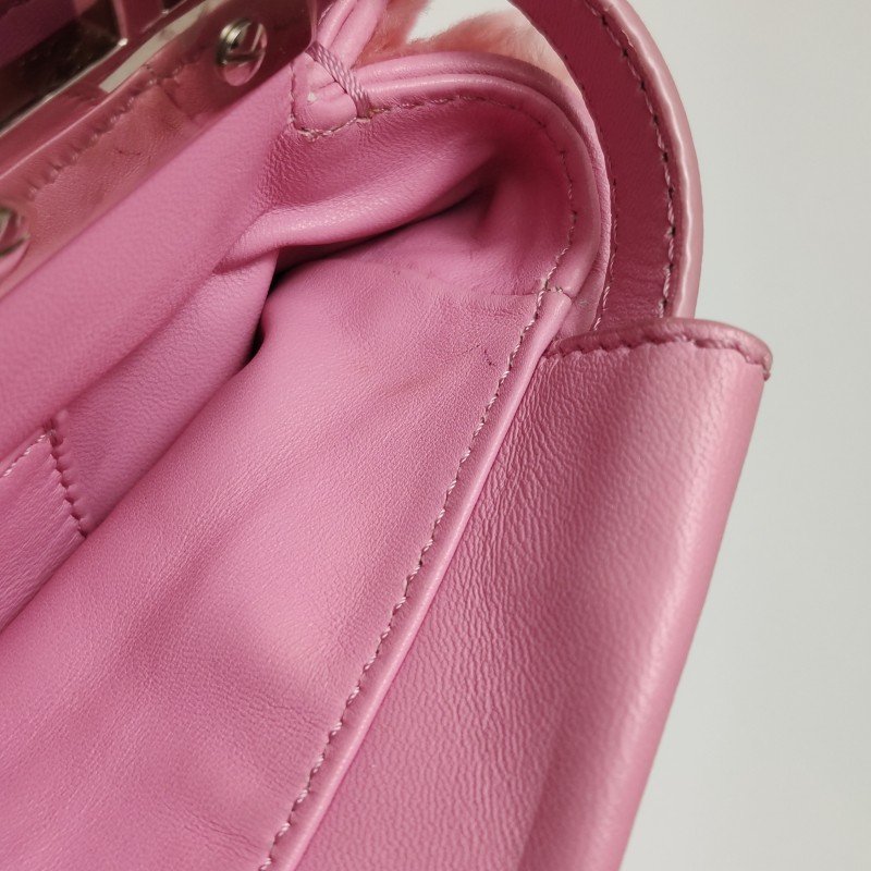 Fendi Peekaboo躲貓貓迷你羊皮拼色絨面扭鎖斜挎包單肩包-9