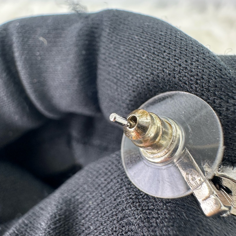 CHANEL 19 CC黑銀水鑽造型耳環 全套有盒-7