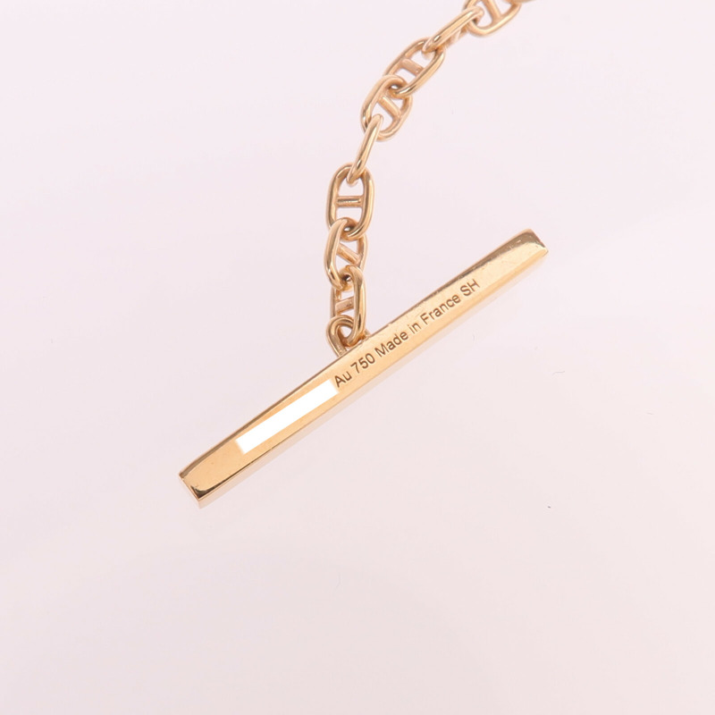 HERMES 18K玫瑰金Chaine d'ancre Contour Pendant鑽石項鍊-7