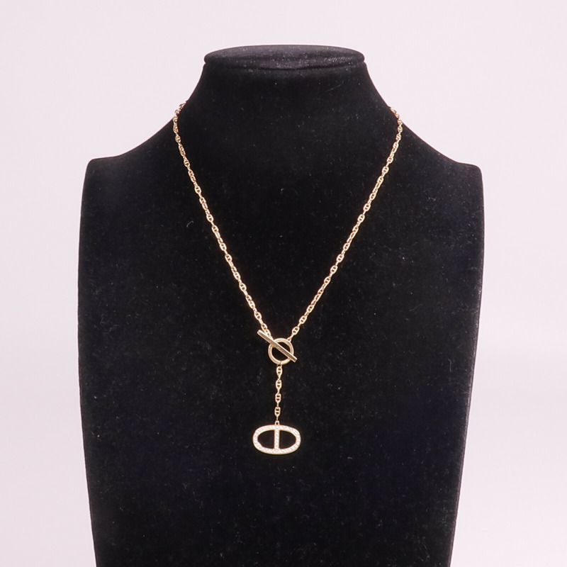 HERMES 18K玫瑰金Chaine d'ancre Contour Pendant鑽石項鍊-9