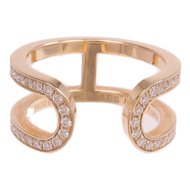 HERMES 18K玫瑰金Ever Chaine d'ancre Ring鑽石戒指Hermes#52/US#6-1