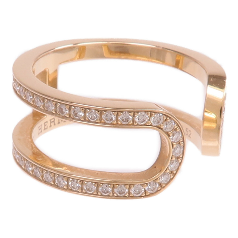 HERMES 18K玫瑰金Ever Chaine d'ancre Ring鑽石戒指Hermes#52/US#6-3