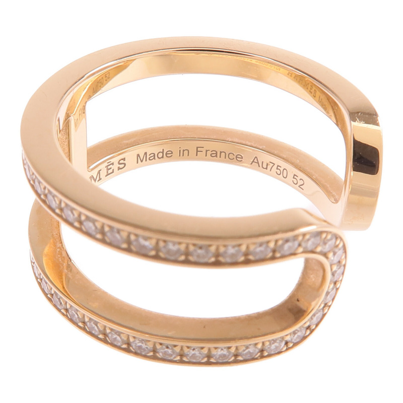 HERMES 18K玫瑰金Ever Chaine d'ancre Ring鑽石戒指Hermes#52/US#6-5