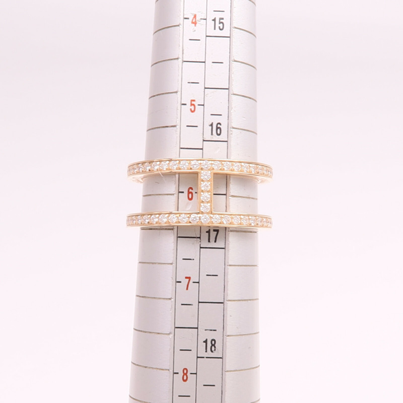 HERMES 18K玫瑰金Ever Chaine d'ancre Ring鑽石戒指Hermes#52/US#6-6