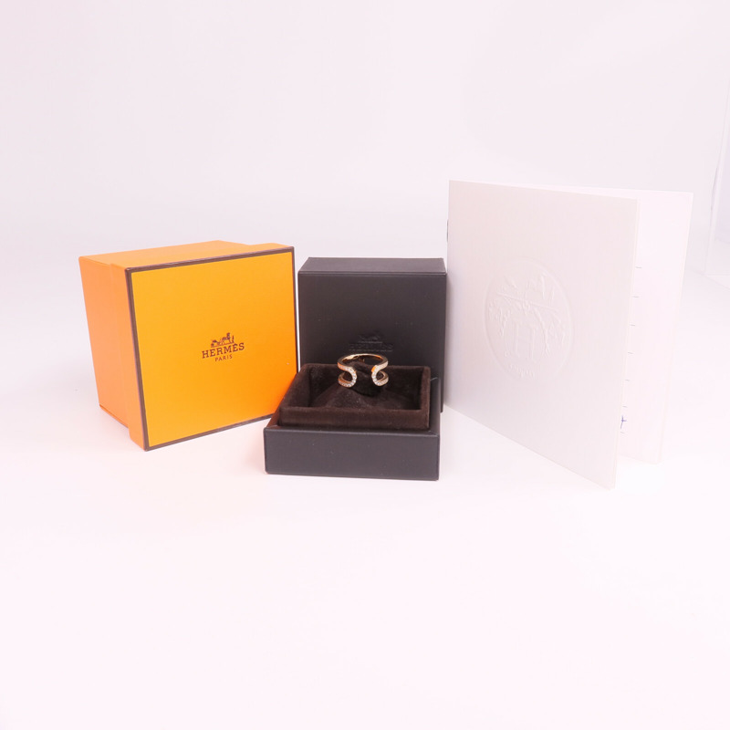 HERMES 18K玫瑰金Ever Chaine d'ancre Ring鑽石戒指Hermes#52/US#6-8