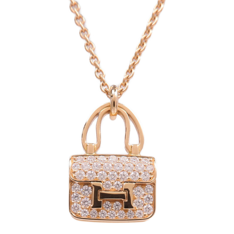 HERMES 18K玫瑰金Amulettes Constance Pendant鑽石項鍊-2