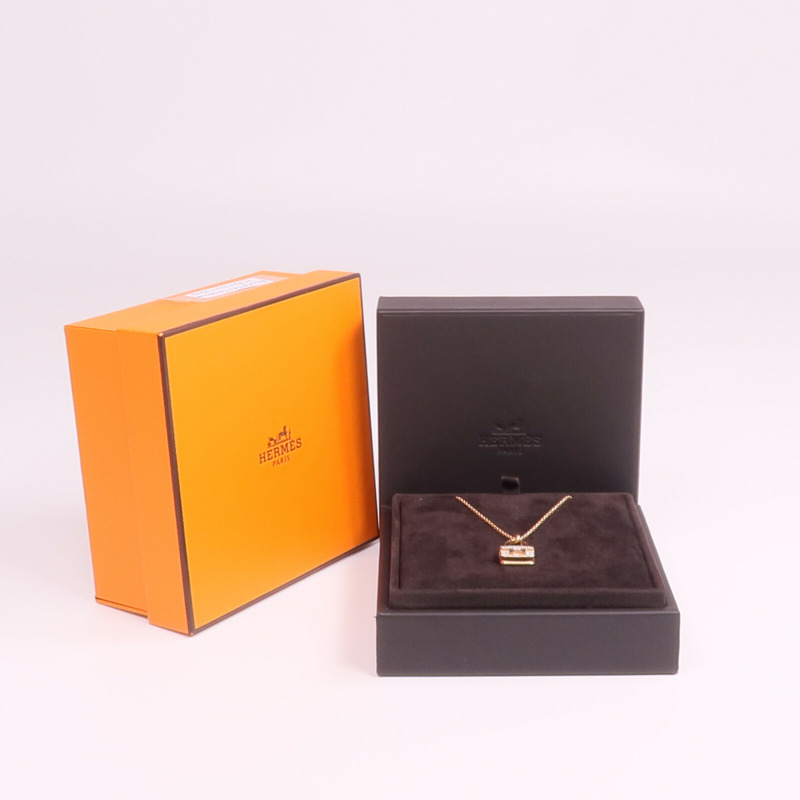 HERMES 18K玫瑰金Amulettes Constance Pendant鑽石項鍊-7