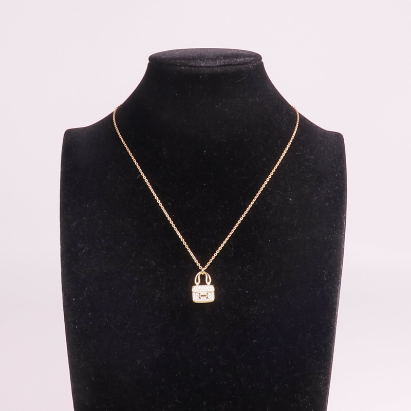 HERMES 18K玫瑰金Amulettes Constance Pendant鑽石項鍊-8