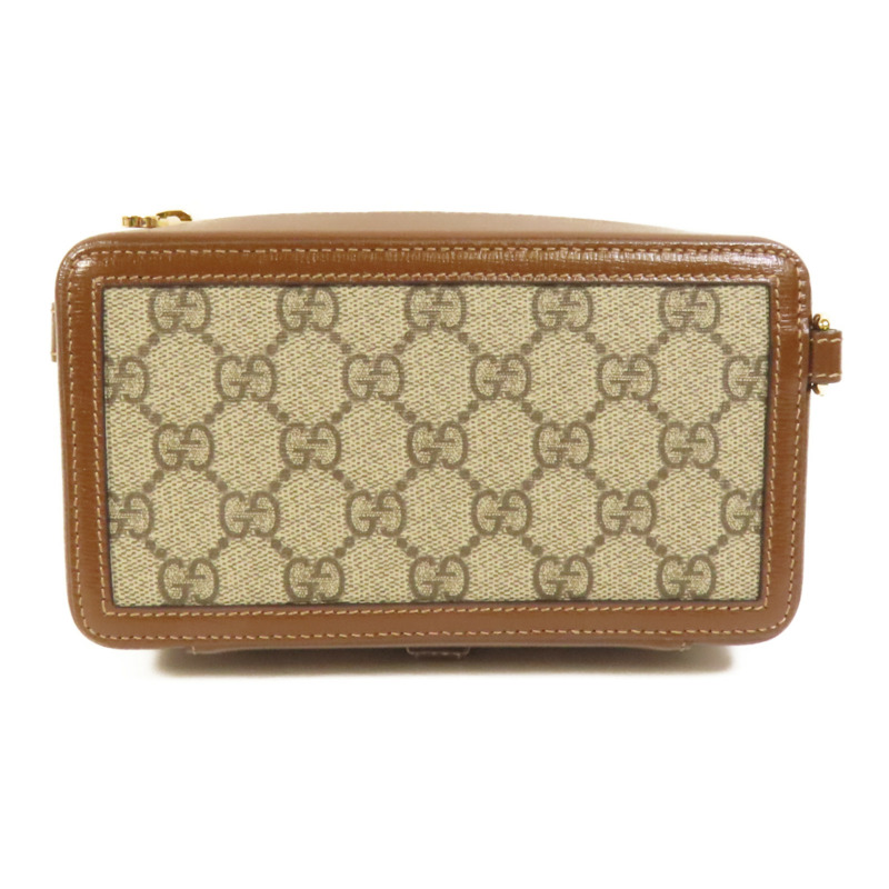 GUCCI 塗層帆布/牛皮皮革GG Supreme金扣肩背袋-1