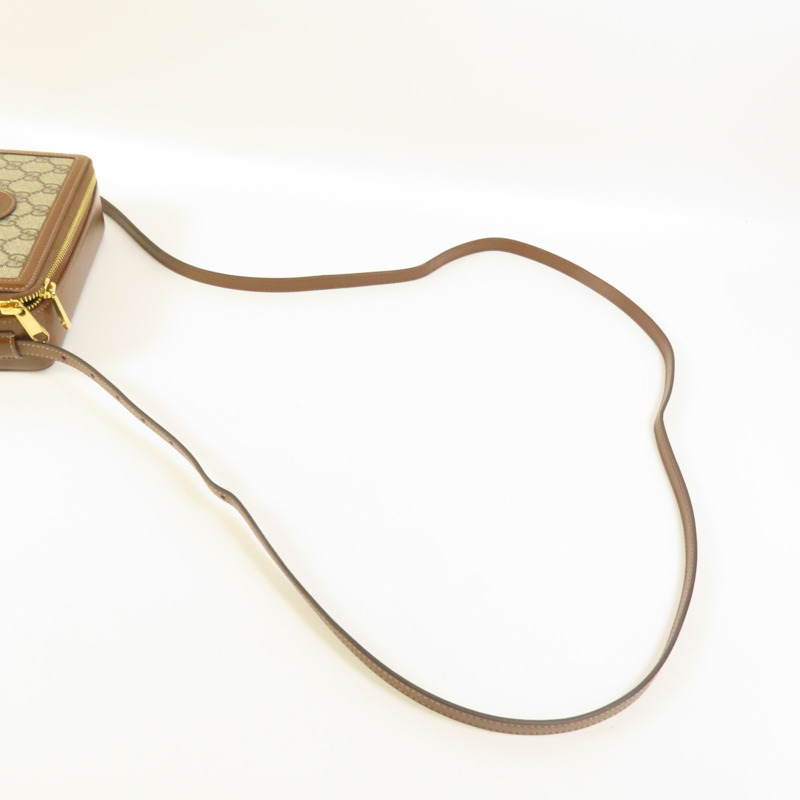 GUCCI 塗層帆布/牛皮皮革GG Supreme金扣肩背袋-4