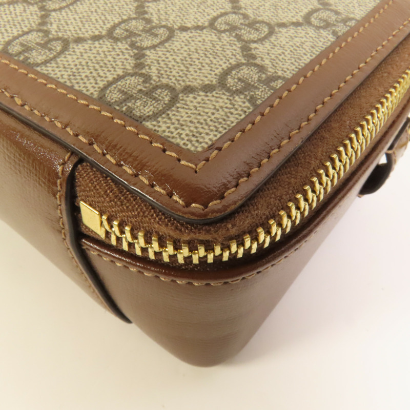 GUCCI 塗層帆布/牛皮皮革GG Supreme金扣肩背袋-11