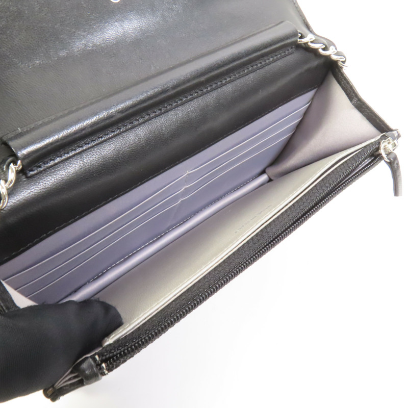 CHANEL 羊皮皮革WOC Wallet On Chain銀扣鏈帶肩背袋-4