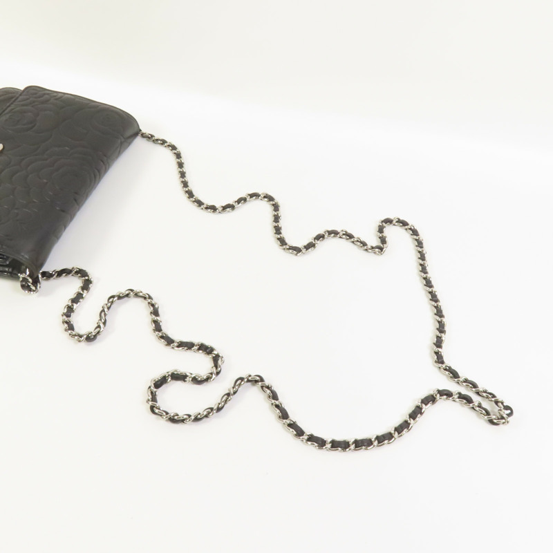 CHANEL 羊皮皮革WOC Wallet On Chain銀扣鏈帶肩背袋-5